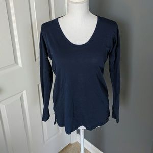 Navy Michael Kors Top with Gold Logo Plate